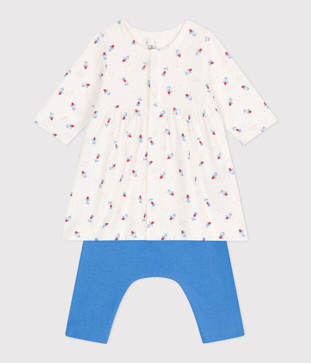 Abito e leggings in cotone neonato bianco/multicolore