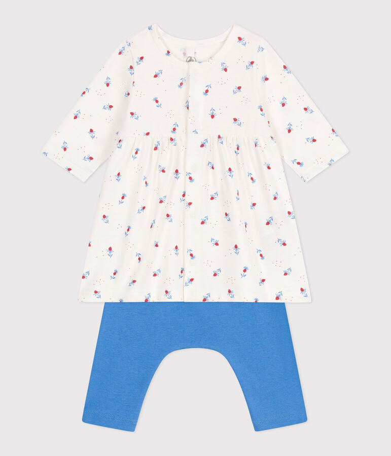 Abito e leggings in cotone neonato bianco/multicolore
