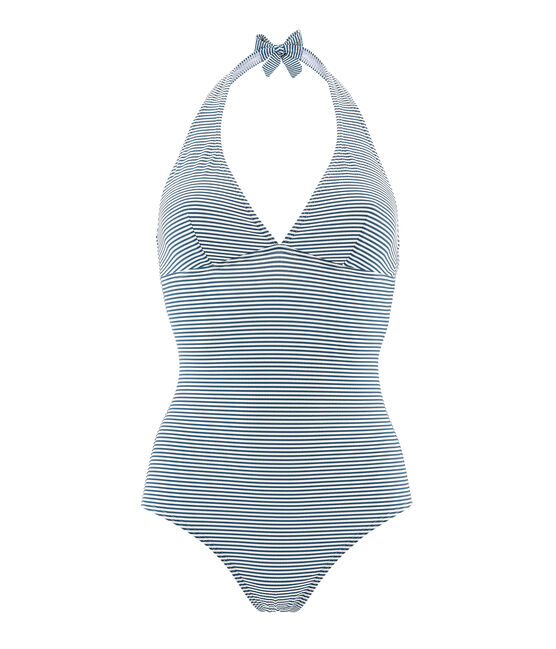 Costume intero donna verde PINEDE/bianco MARSHMALLOW