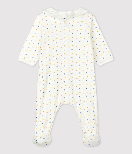 Tutina pigiama bebè in cotone biologico bianco MARSHMALLOW/bianco MULTICO