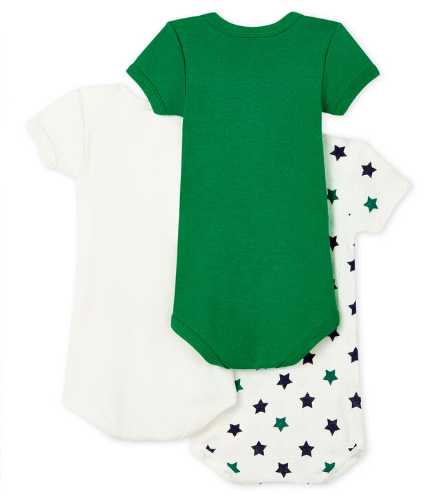 Trio body manica corta beb&egrave; maschio in lino/cotone multicolore