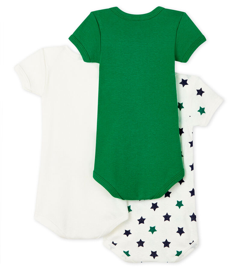 Trio body manica corta beb&egrave; maschio in lino/cotone multicolore