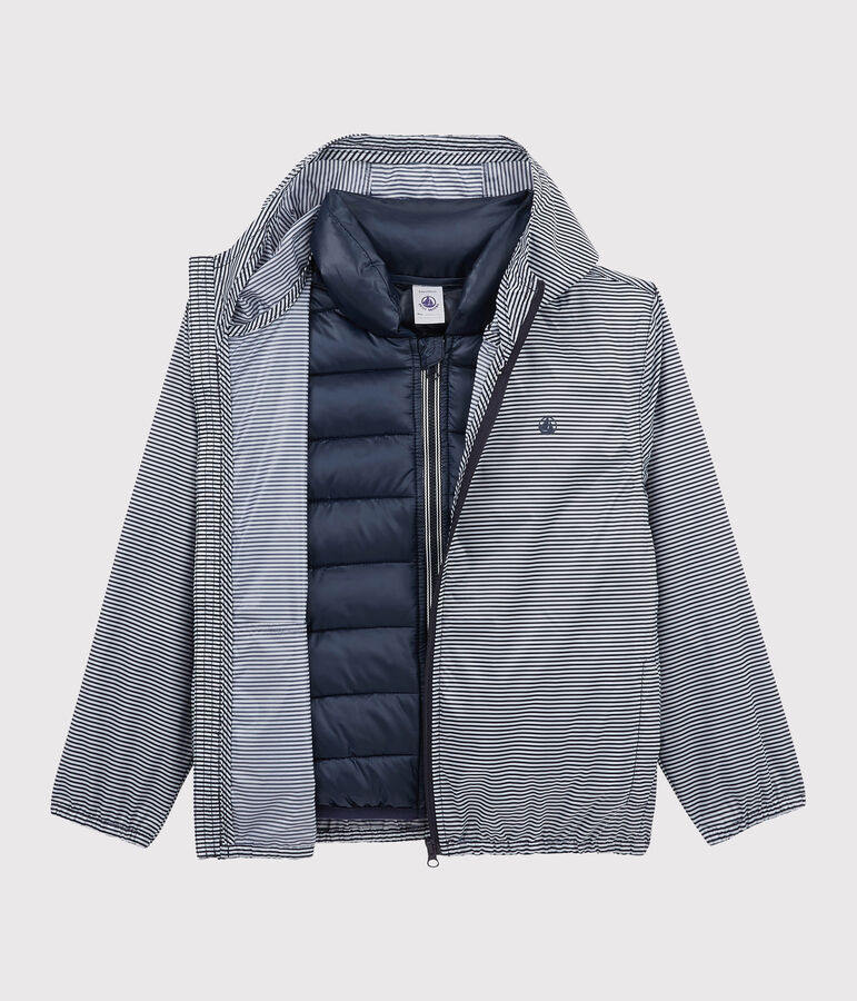 Giacca a vento 3 in 1 riciclato bambino blu