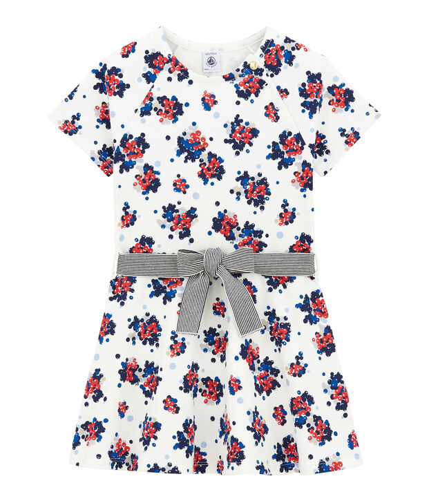 Abito floreale in molleton bianco/multicolore