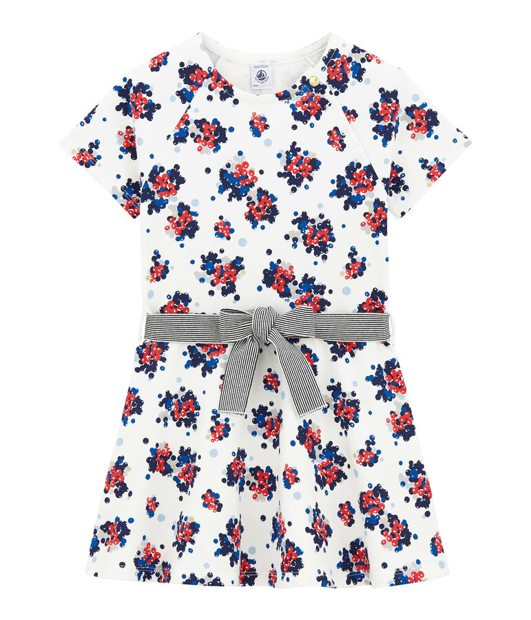 Abito floreale in molleton bianco/multicolore