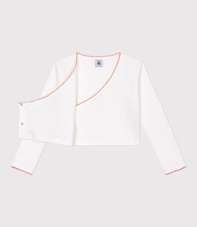 Cardigan con incrocio in cotone tinta unita bambina bianco