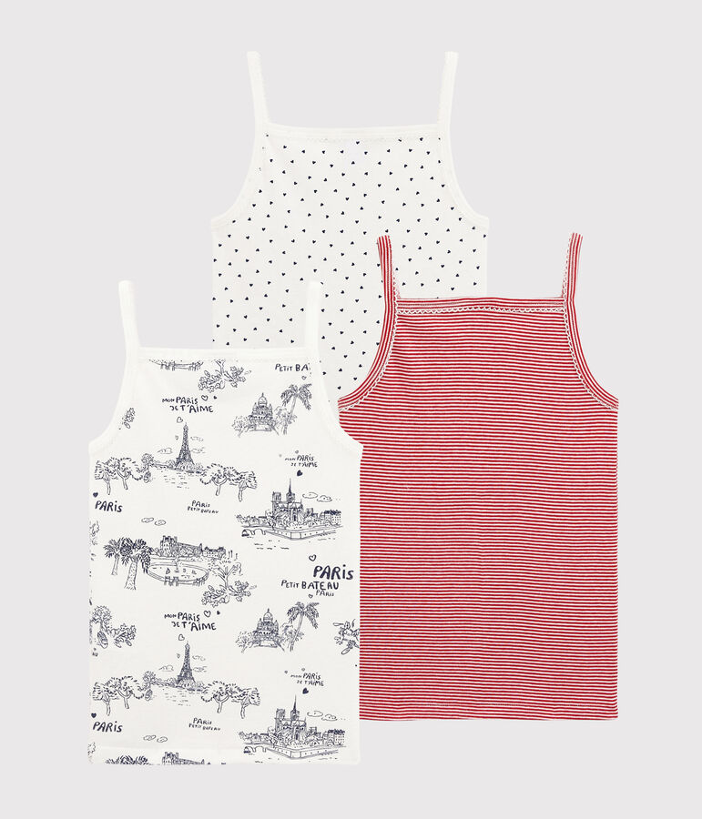 Confezione da 3 canottiere con spalline fantasia Parigi bambina multicolore