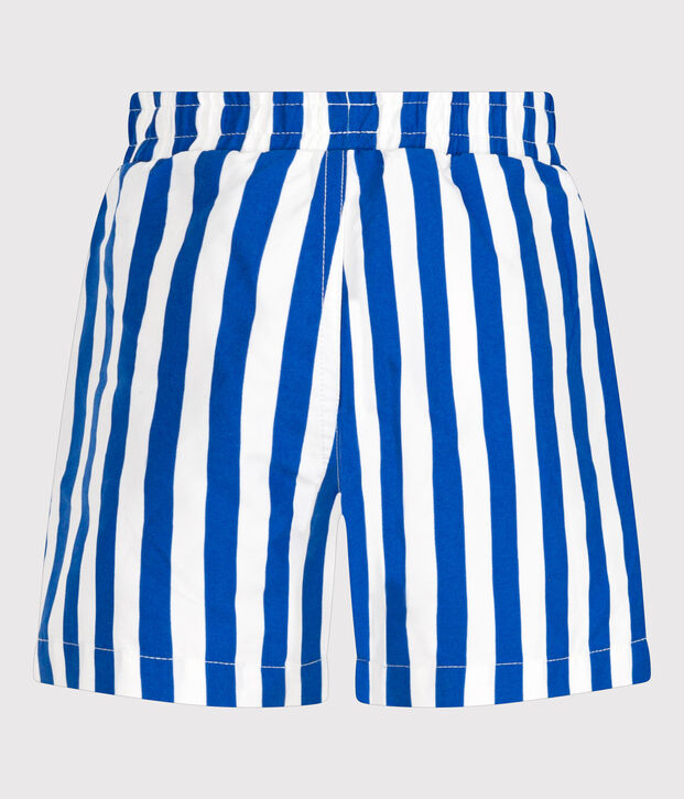 Shorts da mare stampato a righe bambino bianco/blu