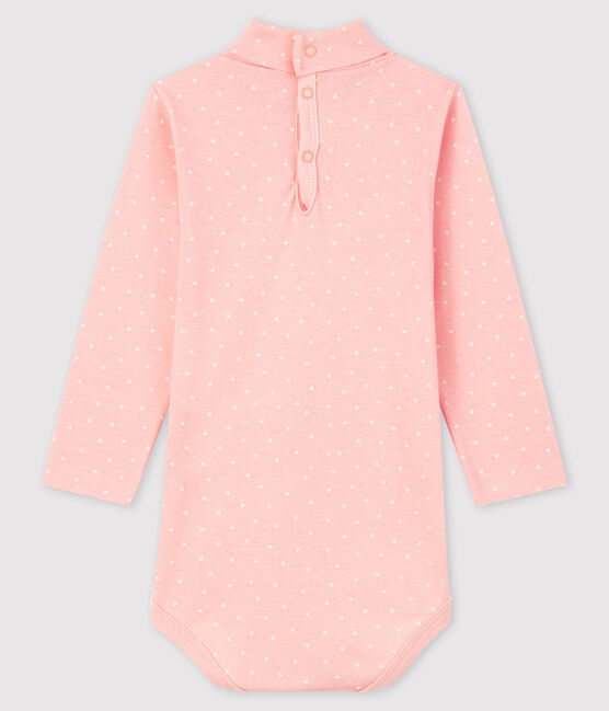 Body manica lunga e collo alto bebè rosa MINOIS/bianco MARSHMALLOW