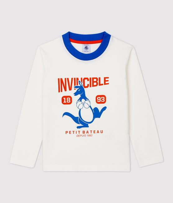 T-shirt bambino a maniche lunghe in cotone bianco MARSHMALLOW