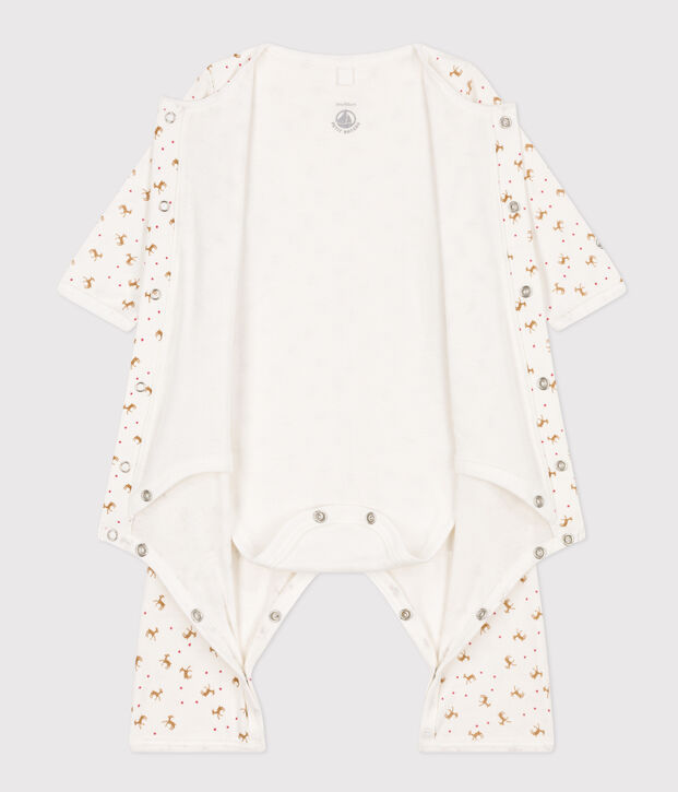 Bodyjama senza piedi neonato a costine bianco/rosso