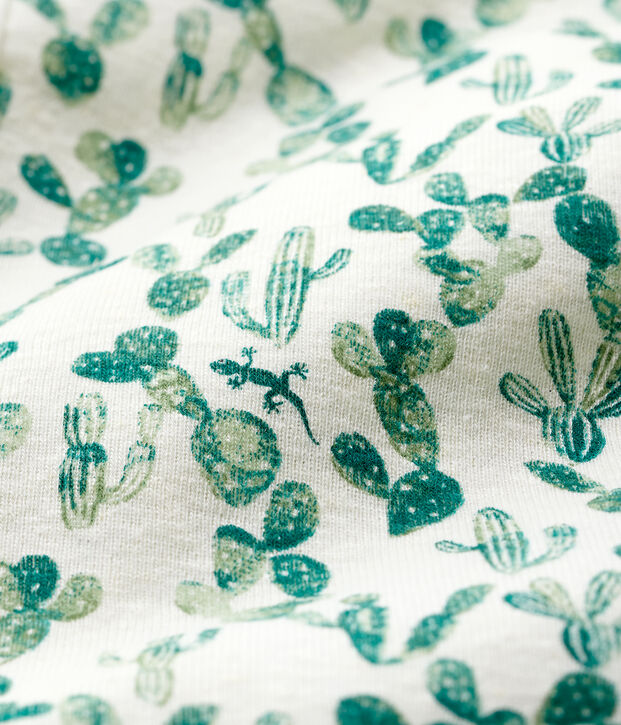 Tutina corta cactus beb&egrave; in cotone/lino bianco/multicolore