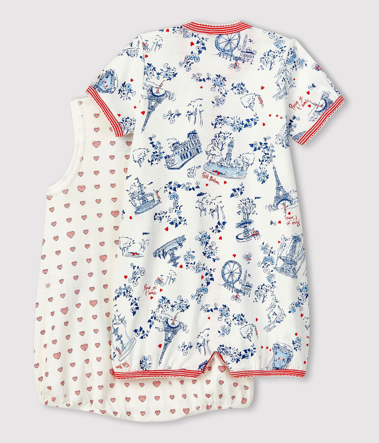 Duo tutina corta beb&egrave; femmina a costine multicolore