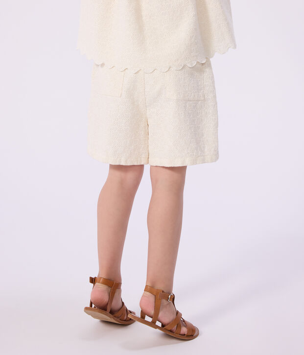 Shorts in cotone con motivi a cuori bambina bianco