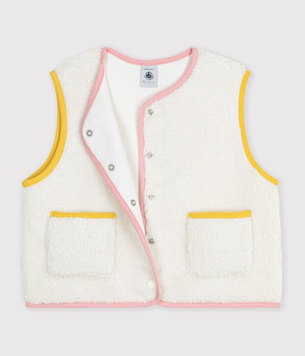 Gilet senza maniche in sherpa tinta unita bambino MILK