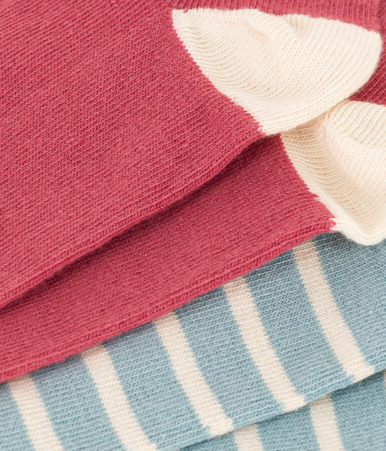 Confezione da 2 paia di calzini a righe in jersey di cotone bambini multicolore