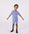 Pigiama corto in cotone a righe bambino blu PERSE/bianco MARSHMALLOW