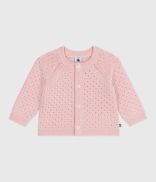 Cardigan in maglia di misto lana e cotone tinta unita neonato JOLI
