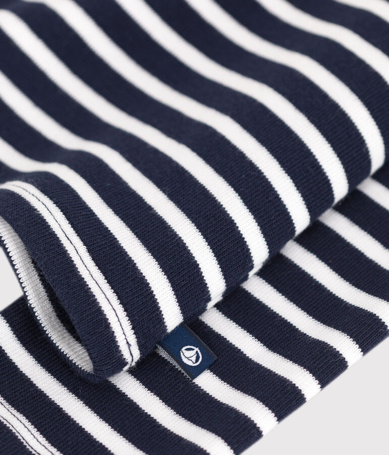 T-shirt a maniche lunghe in cotone a righe bambina blu/bianco