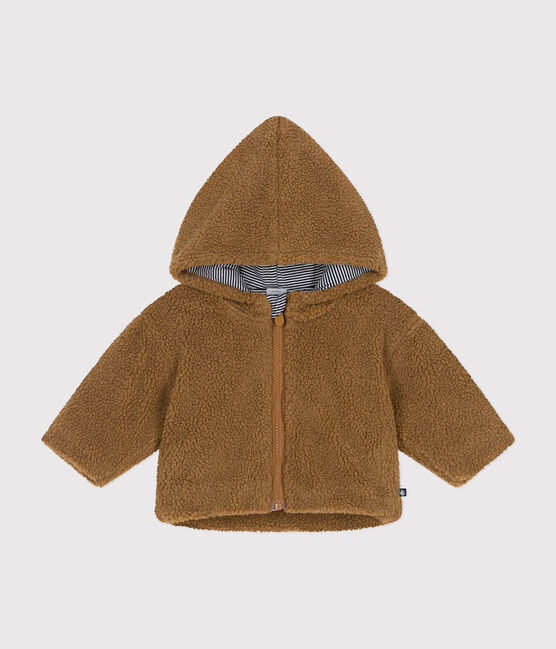 Giacca con cappuccio in sherpa neonato marrone BRINDILLE