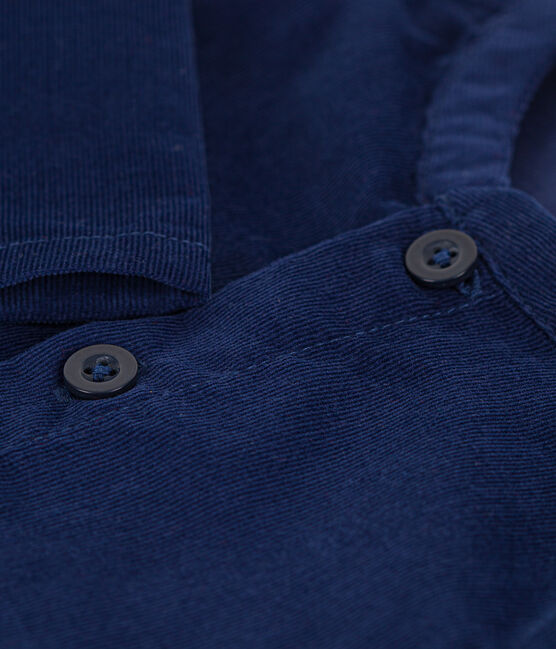 Camicia a manica lunga bebè maschio in velluto finissimo BLEU FONCE