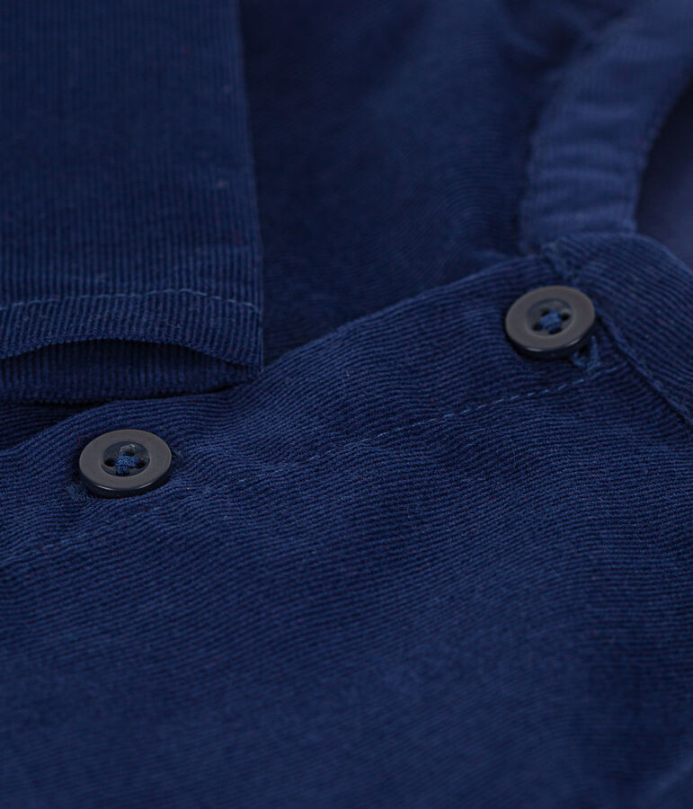 Camicia a manica lunga beb&egrave; maschio in velluto finissimo blu