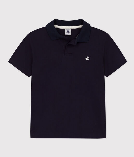Polo manica corta in cotone bambino blu SMOKING