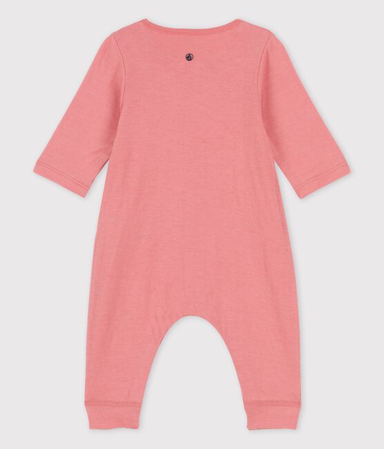 Tutina lunga bebè in tubique biologico tinta unita rosa PAPAYE