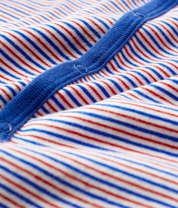 Tutina pigiama senza piedi bambino a costine bianco/multicolore