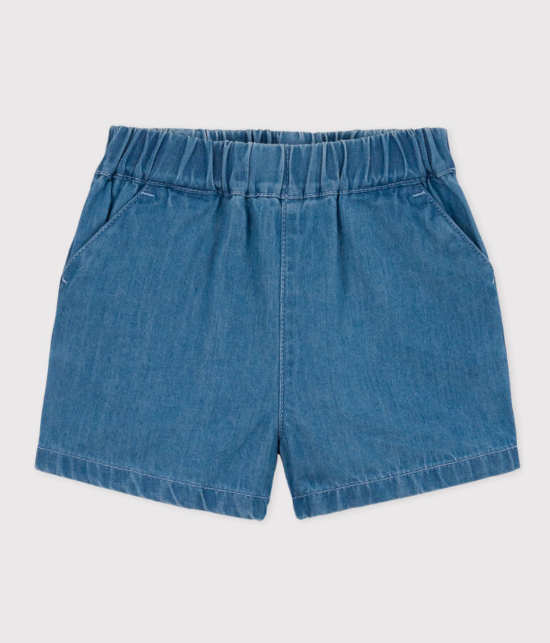 Shorts beb&egrave; in denim leggero blu
