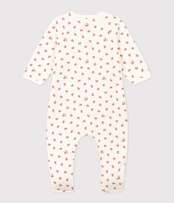 Pigiama bebè stampato in tessuto felpato bianco MARSHMALLOW/bianco MULTICO