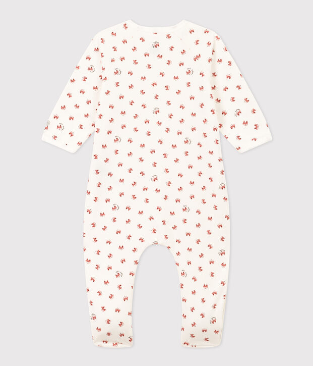 Pigiama beb&egrave; stampato in tessuto felpato bianco/multicolore