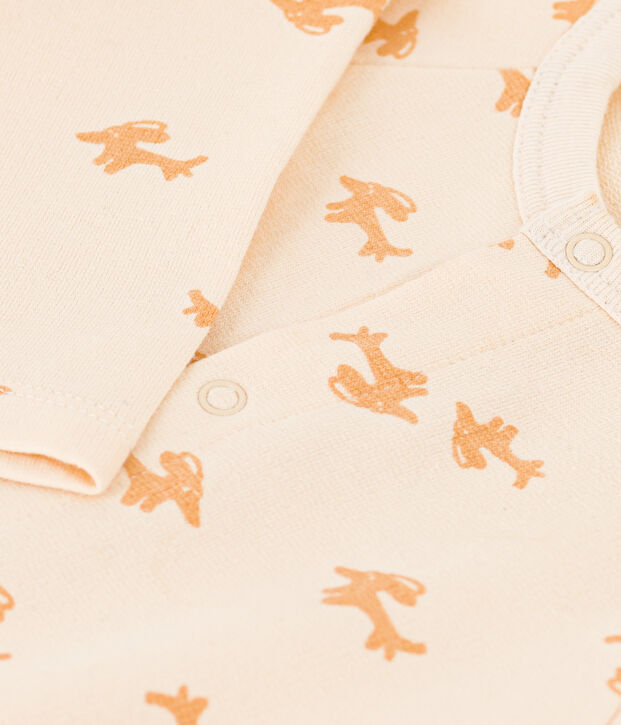 Tutina lunga in tessuto felpato leggero per beb&egrave; ecru/beige