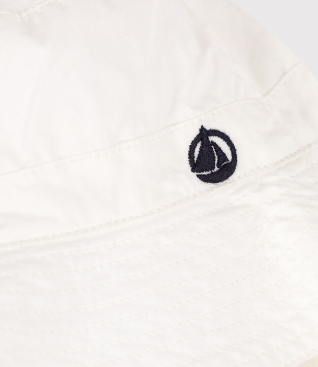 Bob pescatora per neonati in twill di cotone con laccetti bianco