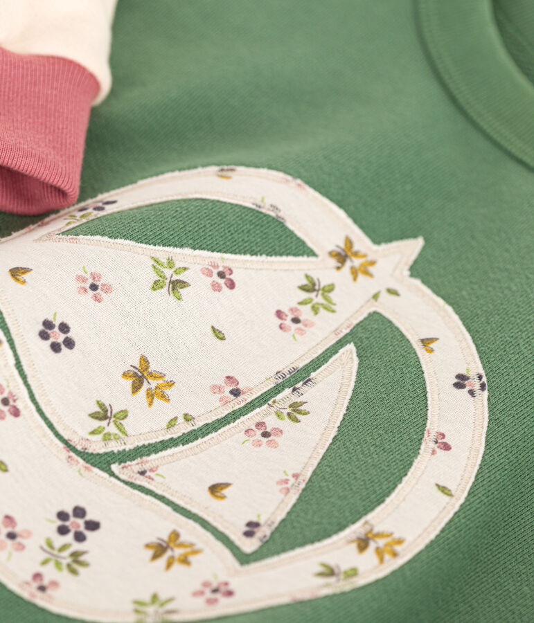 Maglia in tessuto felpato bambina verde/multicolore