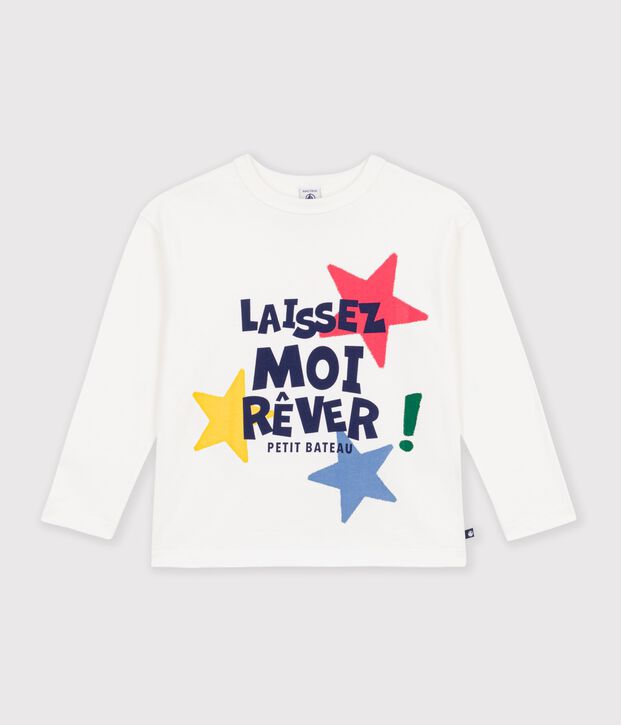 T-shirt a maniche lunghe fantasia bambino bianco