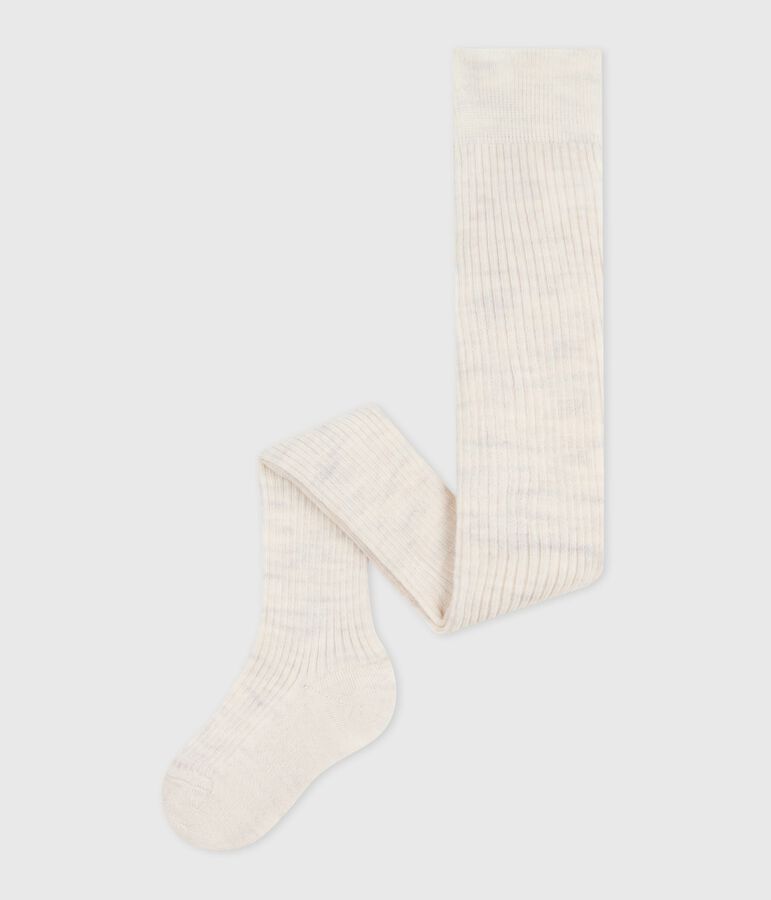 Collant in misto lana e cotone tinta unita neonata beige