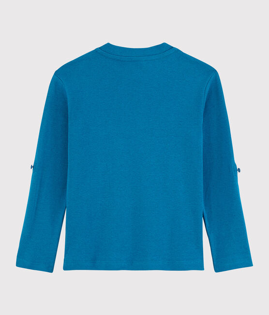 T-shirt in cotone e lino bambino blu MYKONOS