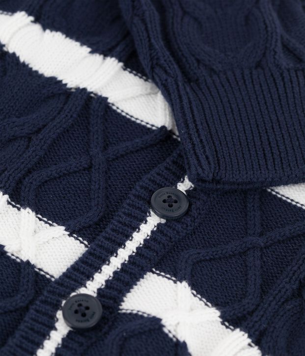 Cardigan in cotone bambino blu/bianco