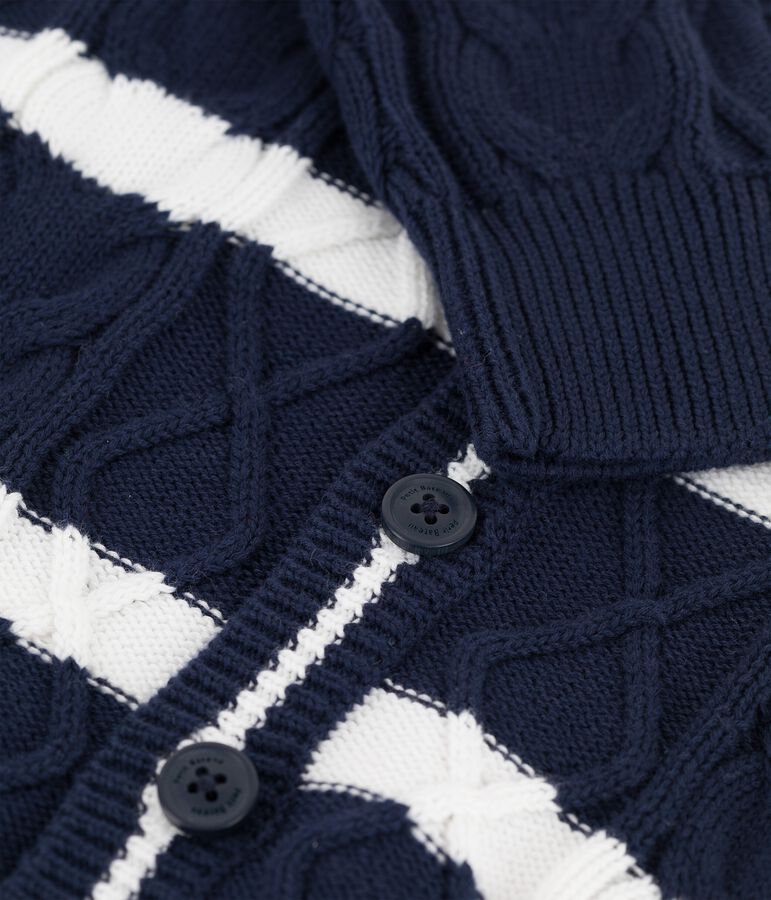 Cardigan in cotone bambino blu/bianco