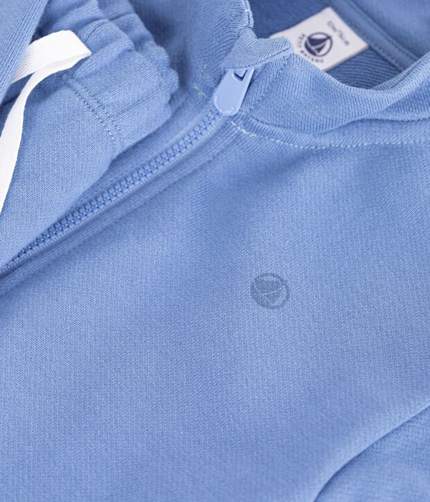 Set per neonato composto da felpa e pantaloni in cotone tinta unita blu