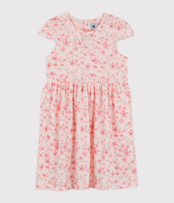Abito da cerimonia in jersey piqué bambina rosa FLEUR/bianco MULTICO