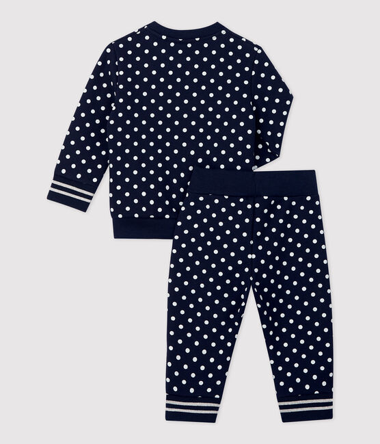 Completo jogging in molleton bebè. blu SMOKING/bianco MARSHMALLOW
