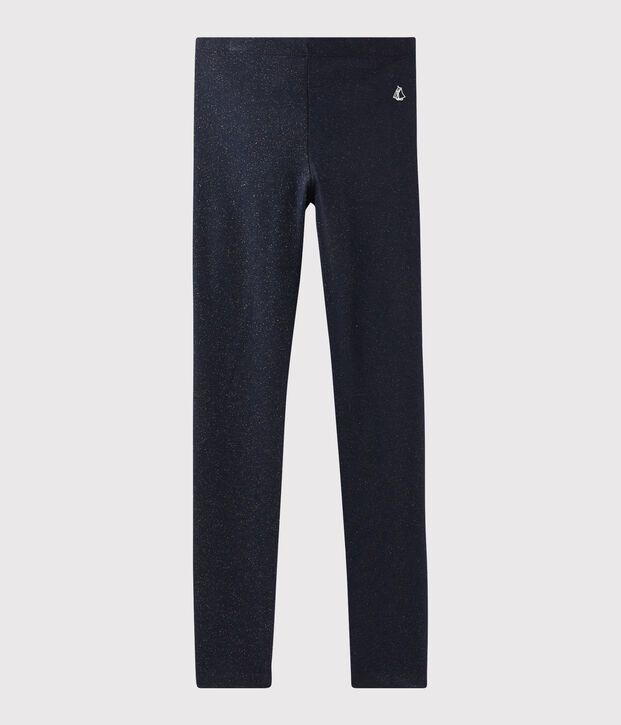 Leggings in jersey bambina blu/giallo