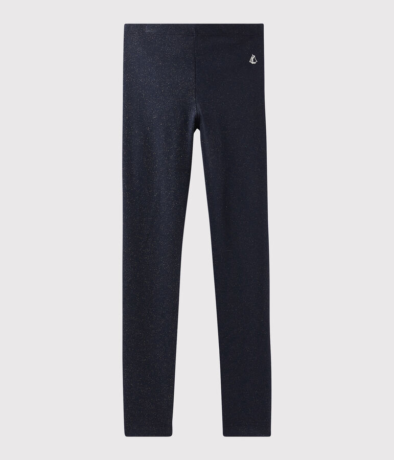 Leggings in jersey bambina blu/giallo