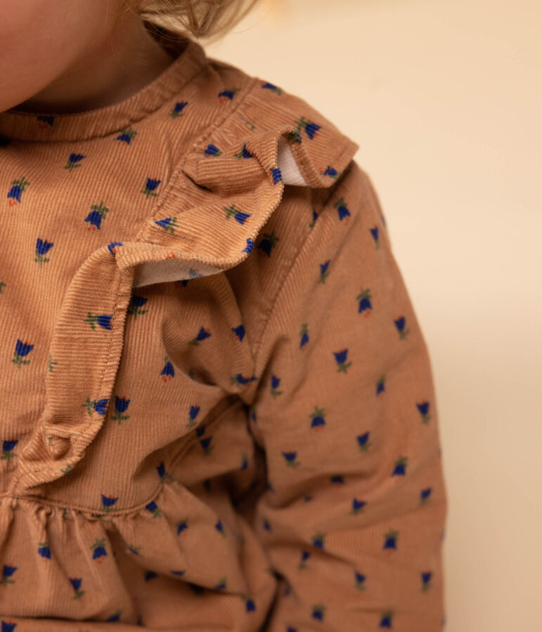 Abito a maniche lunghe in velluto a costine per beb&egrave; rosa/multicolore