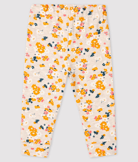 Pantalone bebè femmina in tubique beige MONTELIMAR/bianco MULTICO