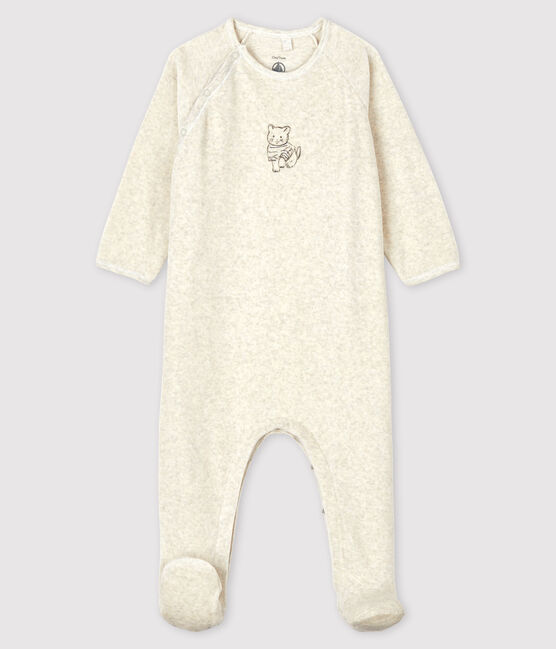 Tutina gatto bebè in velluto beige MONTELIMAR CHINE