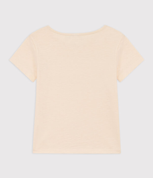 T-shirt bambina in cotone stampato ecru