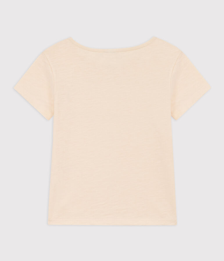 T-shirt bambina in cotone stampato ecru